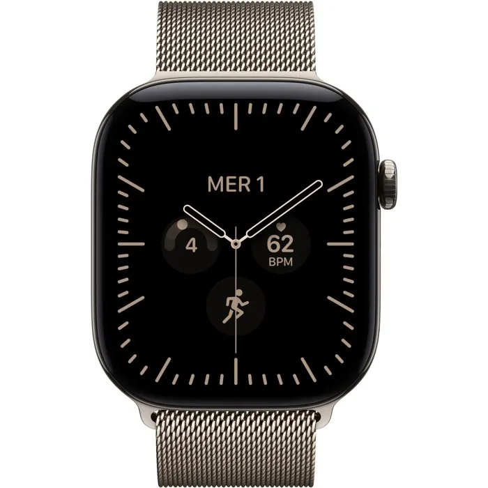 Apple Watch Series 12 - 46mm - Titane Naturel - Bracelet Milanese Loop Naturel - M/L