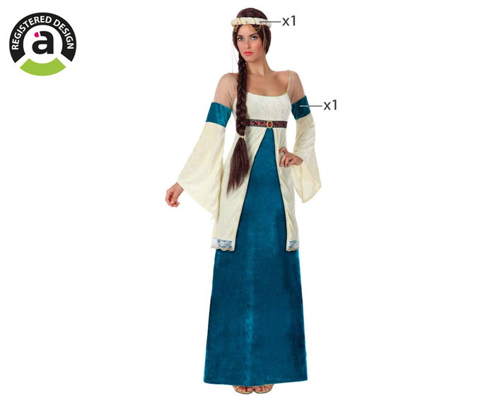 Disfraz Dama Medieval Mujer Adulto Noble Azul Disfraz Dama Medieval Mujer Adulto Noble Azul