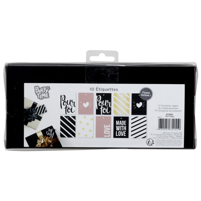 Party Time Lot de 10 étiquettes pour cadeaux avec cordon