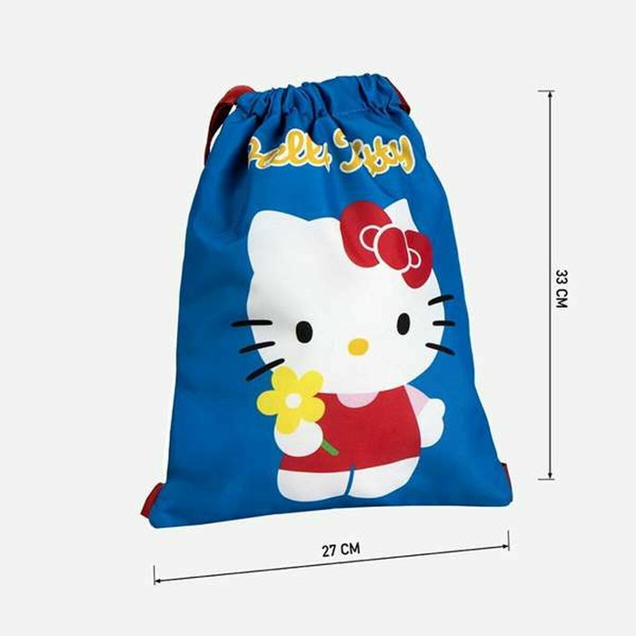 Sac à dos serré par des ficelles Hello Kitty Bleu 27 x 33 cm