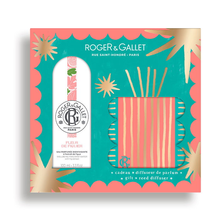 Roger & Gallet Coffret Eau Parfumée Bien-Être Fleur de Figuier 100ml + Désodorisant Mikado Unisexe Parfum Apaisant Méditerranéen