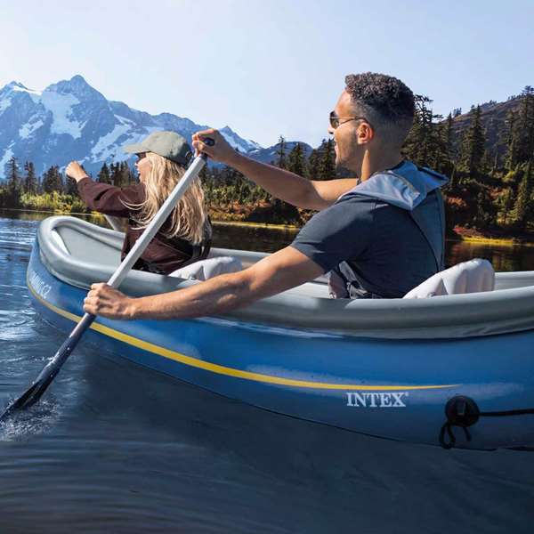 Intex Canoe gonflable Wyoming C2 2 personnes avec 2 pagaies et pompe incluses - 307 x 89 x 53 cm Intex Canoe gonflable Wyoming C2 2 personnes avec 2 pagaies et pompe incluses - 307 x 89 x 53 cm