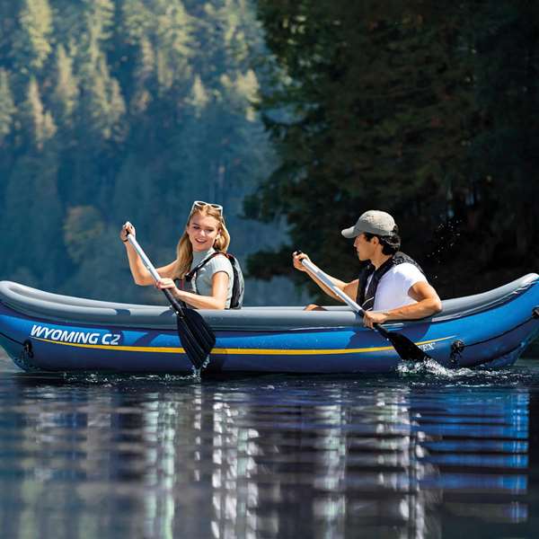 Intex Canoe gonflable Wyoming C2 2 personnes avec 2 pagaies et pompe incluses - 307 x 89 x 53 cm Intex Canoe gonflable Wyoming C2 2 personnes avec 2 pagaies et pompe incluses - 307 x 89 x 53 cm