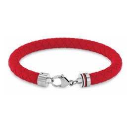 Tommy Hilfiger Bracelet en Cuir Rouge 19cm