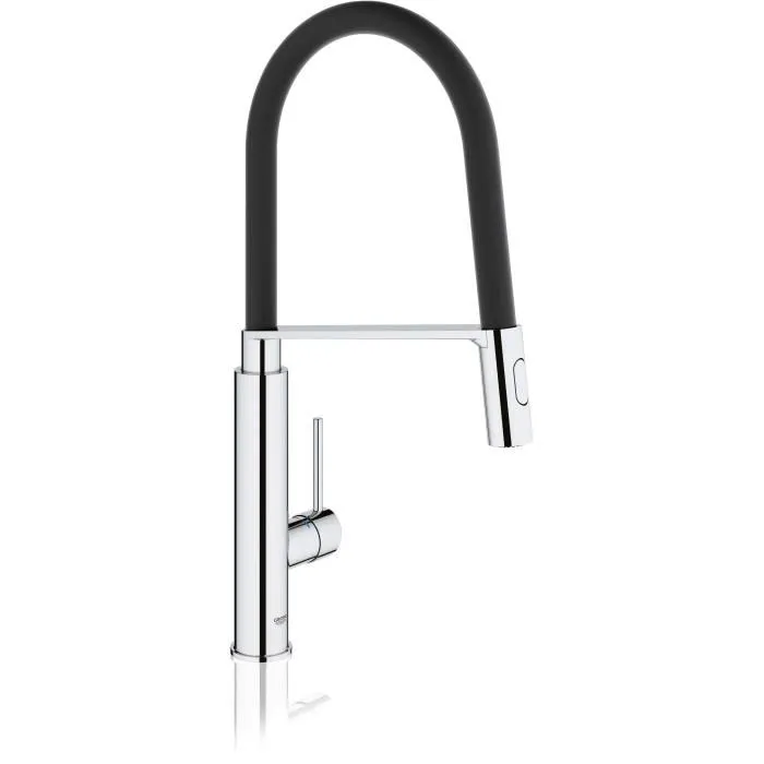 GROHE Mitigeur évier monocommande Concetto 31491000 - Bec orientable 360°, limiteur de température et débit - Chrome StarLight - SilkMove