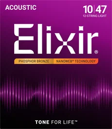 ELIXIR Jeu de cordes acoustiques Nanoweb 92/8 Phosphor Bronze 12 cordes 10-47