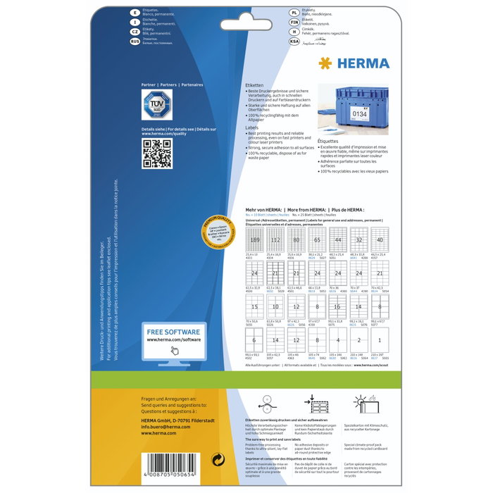 Herma Premium Étiquettes 210X297 DIN A4, 25 feuilles, 25 unités