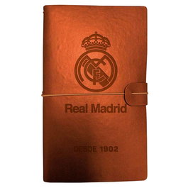 ERIK - Carnet de Voyage Real Madrid avec Fermeture Élastique - 2 Bloc-Notes Interchangeables à Points et Lignes, Format 19,5x12 cm