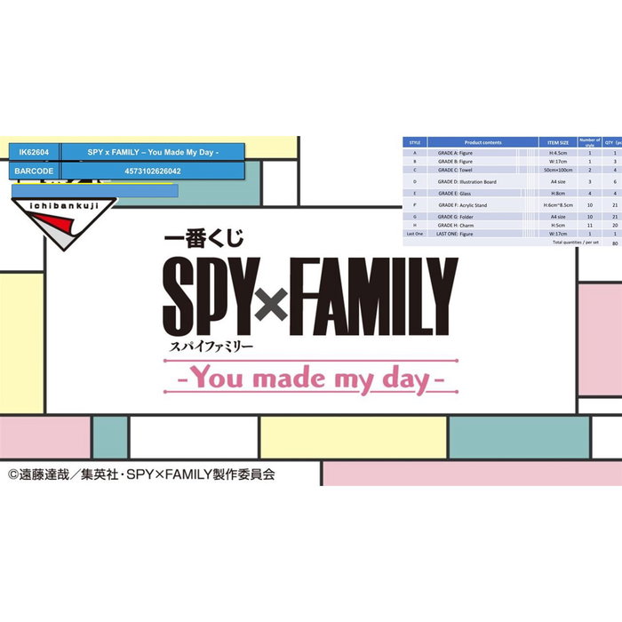 Ichiban Kuji Banpresto Spy X Family Lot de 90 lots - Figurines et accessoires Ichiban Kuji Banpresto Spy X Family Lot de 90 lots - Figurines et accessoires