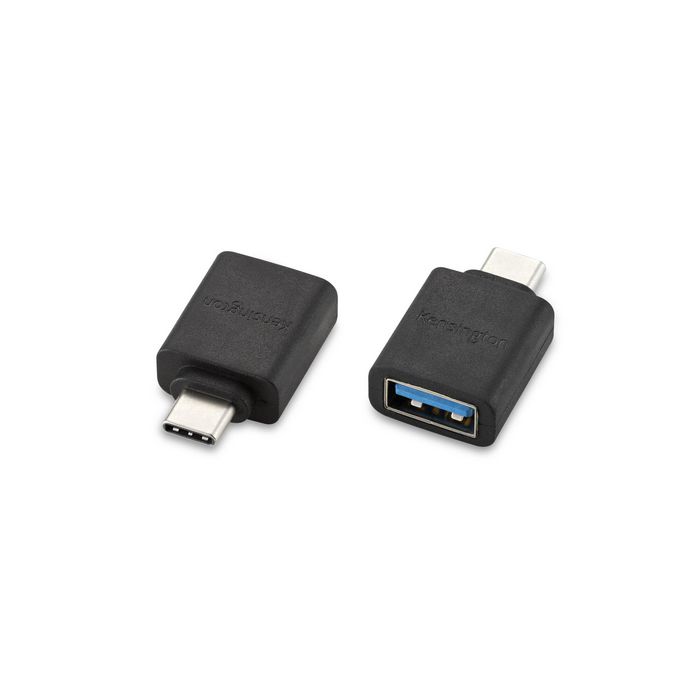 Kensington CA1010 Adaptateur USB-C vers USB-A Mâle/Femelle, Transfert Données 5 Gbits/s, Charge Rapide 3A, Compatible USB 3.0 et Plug & Play