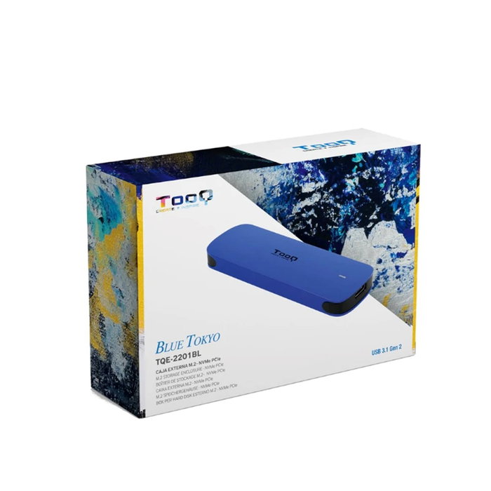 Tooq TQE-2201BL Carcasse de Disque Dur Externe M.2 NVMe USB-C 3.1 Gen2 Aluminium Bleu
