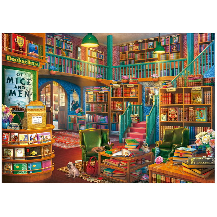 Educa Puzzle 1000 pièces adulte 'Librairie' - Puzzle coloré de décor d'intérieur avec bibliothèque et livres - 48 x 68 cm