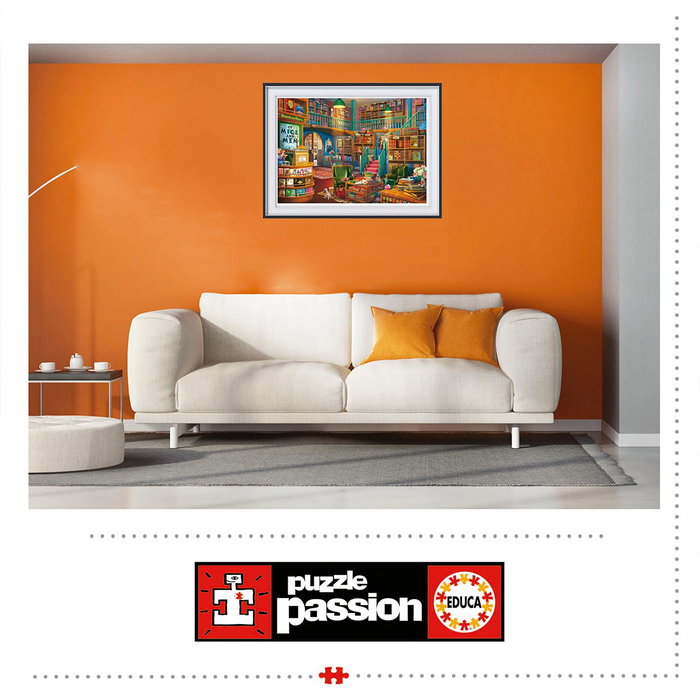 Educa Puzzle 1000 pièces adulte 'Librairie' - Puzzle coloré de décor d'intérieur avec bibliothèque et livres - 48 x 68 cm