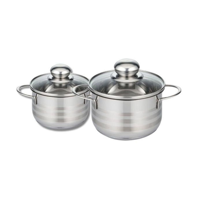 Fackelmann Lot de 2 faitouts Elo Brillant en acier inoxydable, 12 et 14 cm Fackelmann Lot de 2 faitouts Elo Brillant en acier inoxydable, 12 et 14 cm