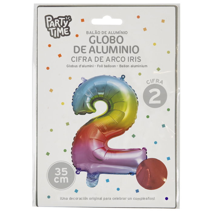 Party Time Ballon Chiffre 2 Arc-en-ciel