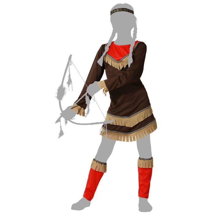 Déguisement Indienne Fille Rouge - Costume Carnaval Anniversaire 3-4 Ans avec Accessoires (Robe, Bandeau, Jambières)