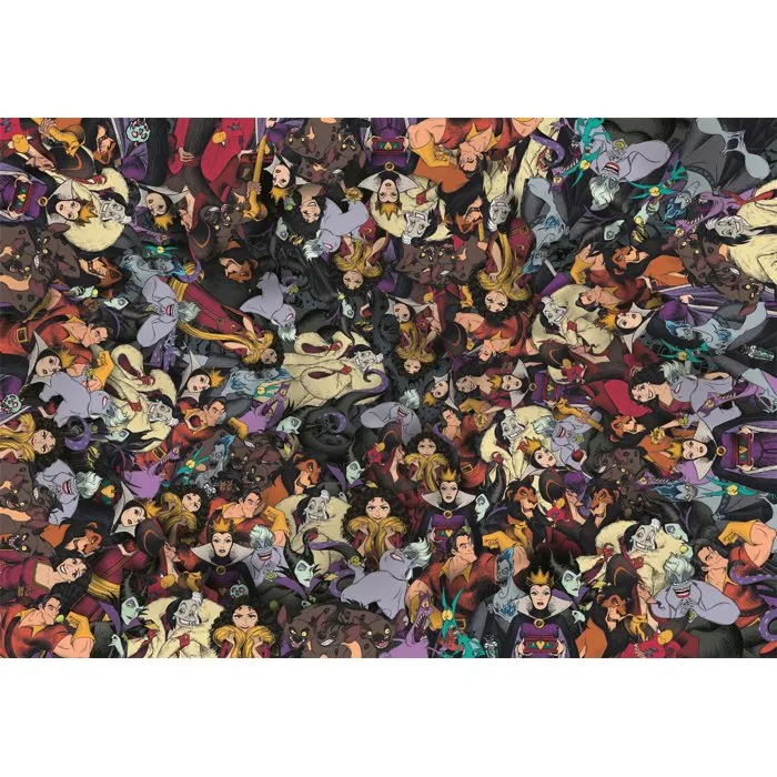 Clementoni Compact - Puzzle 1000 pièces Impossible Disney Villains (70x50 cm) avec poster - Boîte compacte, découpes précises, matériau résistant