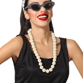 Atosa Collier de perles blanc pour femme adulte