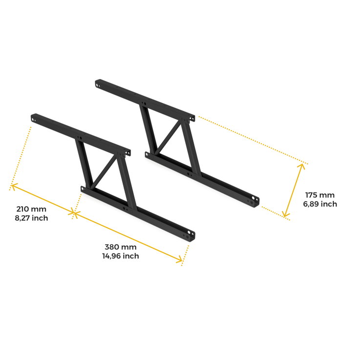 Emuca Jeu de ensemble de mécanismes de levage pour table basse, permet de lever la table de 135mm, Acier, Peint en noir