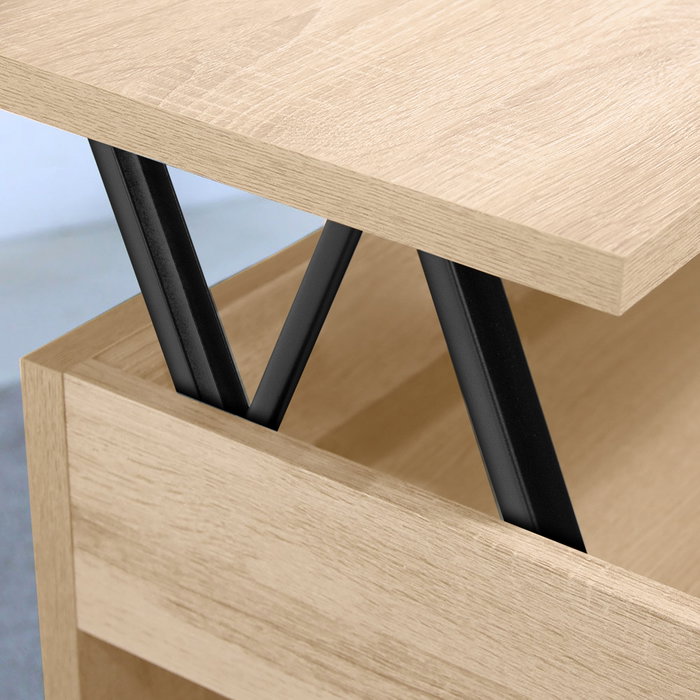 Emuca Jeu de ensemble de mécanismes de levage pour table basse, permet de lever la table de 135mm, Acier, Peint en noir