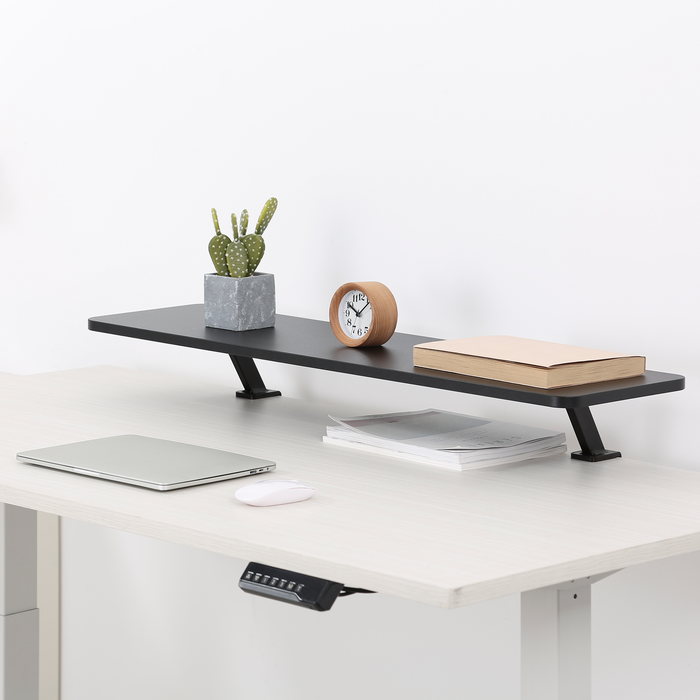 Phoenix Support de moniteur | 100x26x13 cm | MDF et métal | Installation par pince | Noir | Bureau