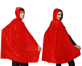Capa roja con capucha de terciopelo 100 cm para Caperucita