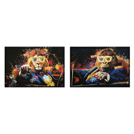 Tableau avec LED Home ESPRIT Noir Moderne 93 X 3 X 63 CM (2 Unités)