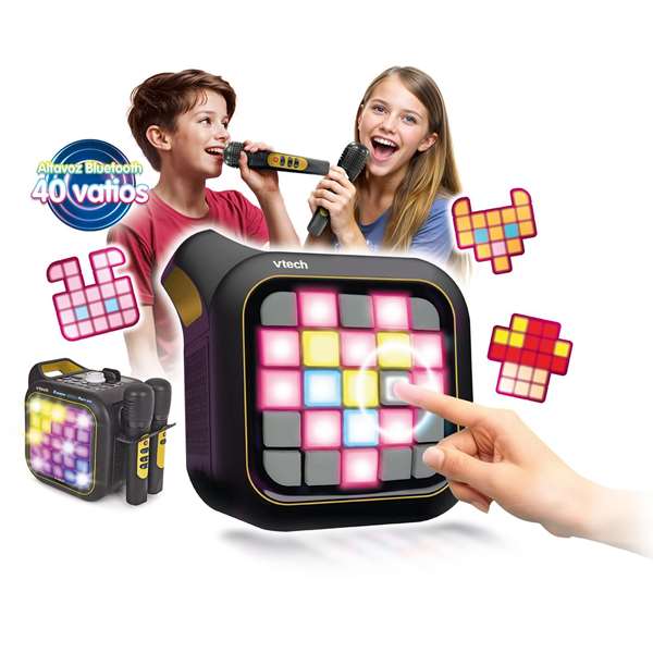 Vtech Karaoke Light Party Duo Golden Edition avec haut-parleur Bluetooth, 2 microphones, 5 modes de jeu et contrôle du volume - 35 x 20 x 27.9 cm