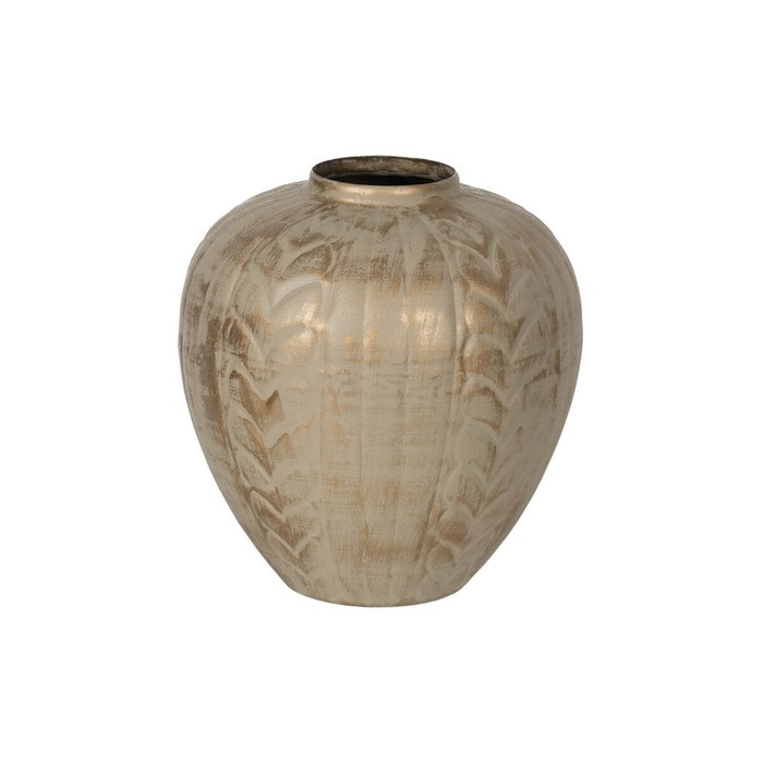 Vase Beige Doré Fer 25 x 25 x 33 cm Vase Beige Doré Fer 25 x 25 x 33 cm