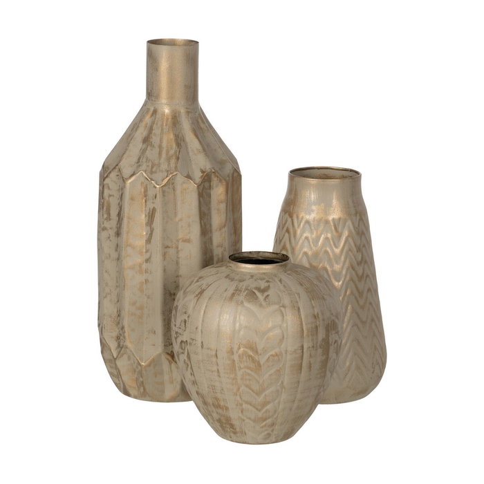 Vase Beige Doré Fer 25 x 25 x 33 cm Vase Beige Doré Fer 25 x 25 x 33 cm