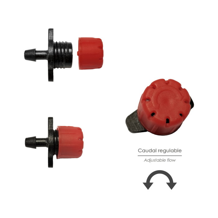 ABRISA Gotero Regulable Gran Caudal Riego Por Goteo (Bolsa 100 Piezas)