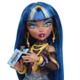 Monster High Poupet Cléo JHK32 - Poupée avec cobra et 7 accessoires, tenue dorée et lapis-lazuli