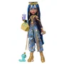 Monster High Poupet Cléo JHK32 - Poupée avec cobra et 7 accessoires, tenue dorée et lapis-lazuli