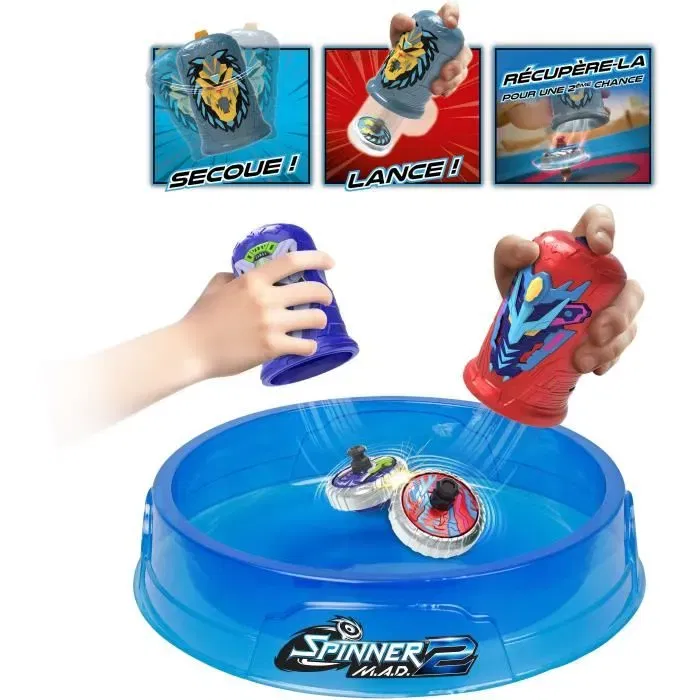 Silverlit Pack Deluxe Spinner Mad 2 - Jeu d'ambiance avec 2 toupies et arène de combat - Pour enfants à partir de 5 ans