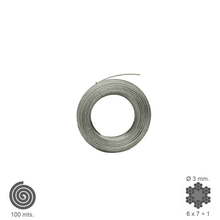 WOLFPACK LINEA PROFESIONAL Câble galvanisé 3 mm (Rouleau de 100 m) WOLFPACK LINEA PROFESIONAL Câble galvanisé 3 mm (Rouleau de 100 m)