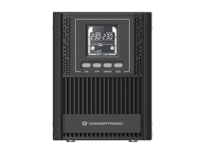 Conceptronic Zeus52E1K UPS Online Double Conversion 1000 VA 900 W, 108 Wh, 4 Prises IEC C13, Noir Conceptronic Zeus52E1K UPS Online Double Conversion 1000 VA 900 W, 108 Wh, 4 Prises IEC C13, Noir