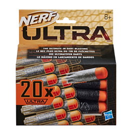 Nerf - Pack de 20 fléchettes de recharge Nerf Ultra E6600 - Pour lancers extrêmes jusqu'à 36 mètres - Fonctionne uniquement avec lanceurs Nerf Ultra