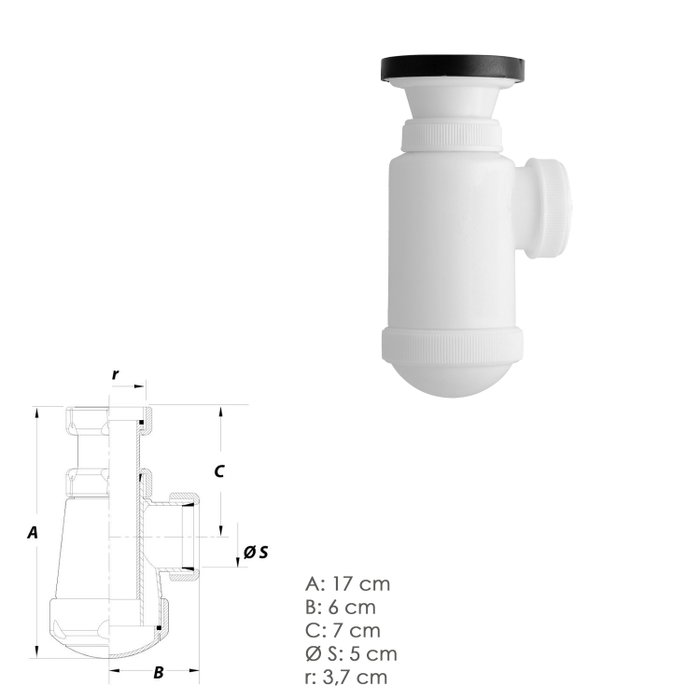 ABRISA Siphon de bouteille extensible T-3 1 1/2 avec valve et bouchon