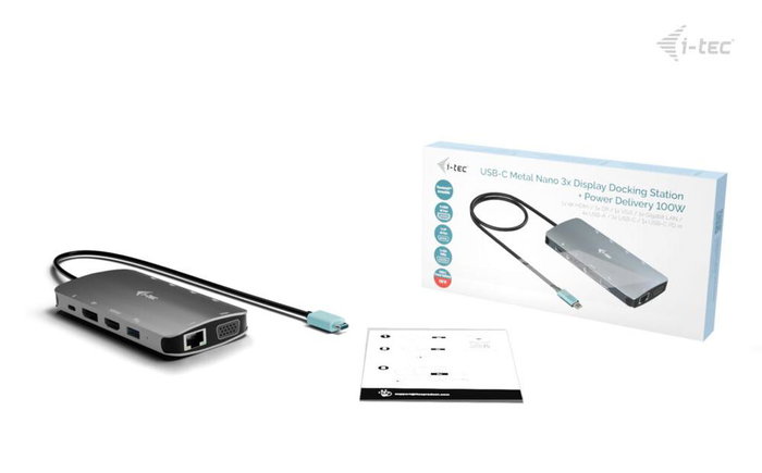 i-tec Docking Station USB-C Metal Nano 3x Display avec Power Delivery 100W i-tec Docking Station USB-C Metal Nano 3x Display avec Power Delivery 100W