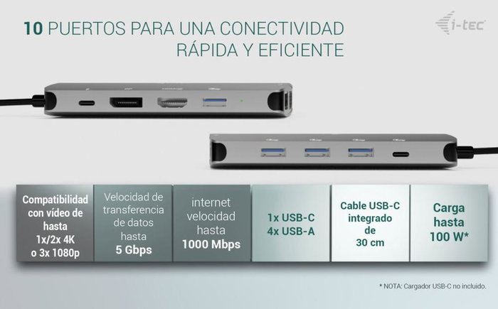 i-tec Docking Station USB-C Metal Nano 3x Display avec Power Delivery 100W i-tec Docking Station USB-C Metal Nano 3x Display avec Power Delivery 100W