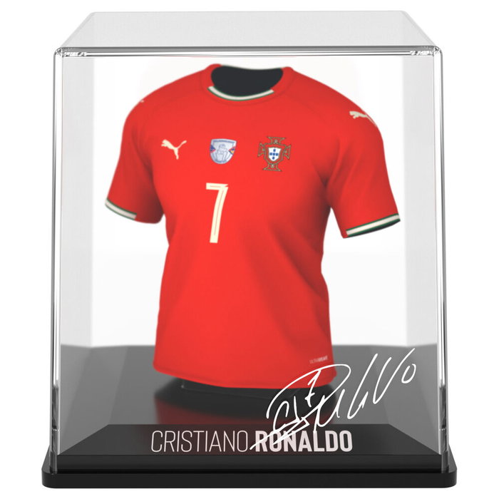 FANCOLLEX Figurine Cristiano Ronaldo Portugal en maillot de foot - Statuette miniature en vinyle, acrylique et plastique biodégradable (9,5 cm)