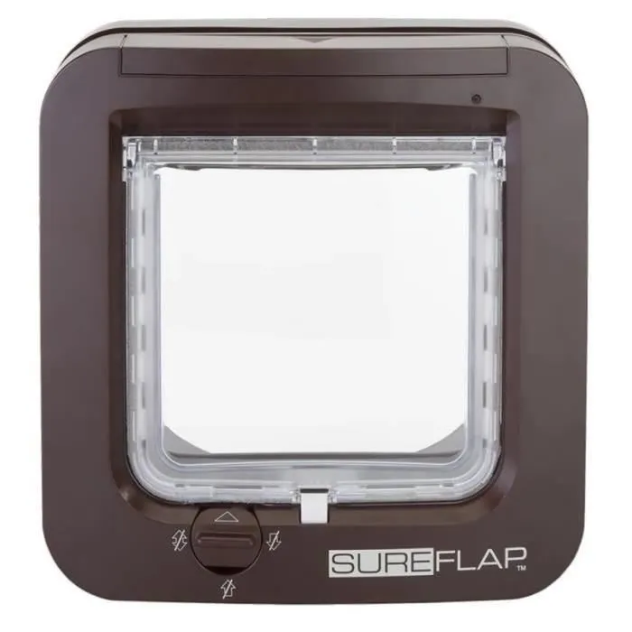 Sureflap - Chatière à puce électronique programmable - Marron - Pour chats - Mémoire 32 puces - Dimensions 142 x 120 mm - Compatible puces électroniques et médaillons RFID Sureflap - Chatière à puce électronique programmable - Marron - Pour chats - Mémoire 32 puces - Dimensions 142 x 120 mm - Compatible puces électroniques et médaillons RFID