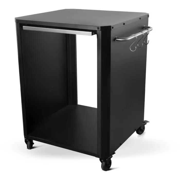 Cozze 90300 - Table roulante de cuisine avec planche à découper coulissante en acier inoxydable - 77 x 66,5 x 82,5 cm - Planche 43x35 cm - 4 roues pivotantes avec frein