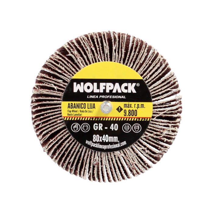 WOLFPACK LINEA PROFESIONAL Éventail abrasif grain 40, 80x40 mm
