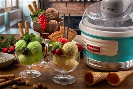 Ariete 643/01 - Sorbetière électrique Party Time, capacité 1.5L, couleur bleue, fabrication de glaces et sorbets Ariete 643/01 - Sorbetière électrique Party Time, capacité 1.5L, couleur bleue, fabrication de glaces et sorbets