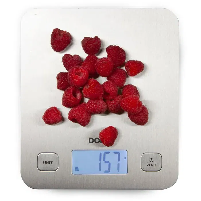 Domo DO9239W - Balance culinaire électronique avec plateau inox, tare, arrêt auto, précision 1 g, portée 5 kg