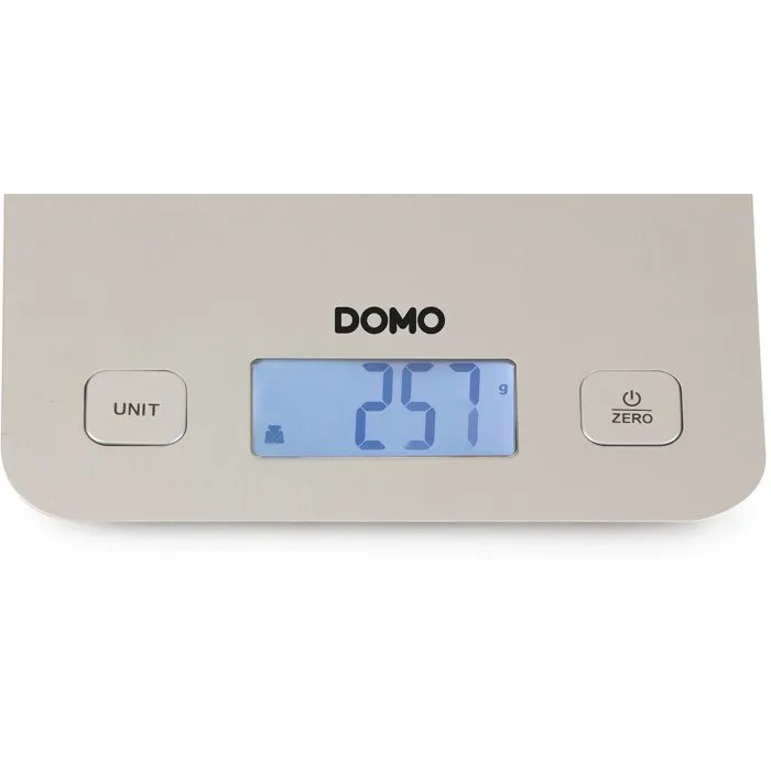 Domo DO9239W - Balance culinaire électronique avec plateau inox, tare, arrêt auto, précision 1 g, portée 5 kg