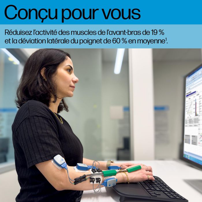 HP Clavier sans fil ergonomique 965 - Clavier modulaire avec pavé numérique séparé, 20 touches programmables, connexion Bluetooth et dongle unificateur