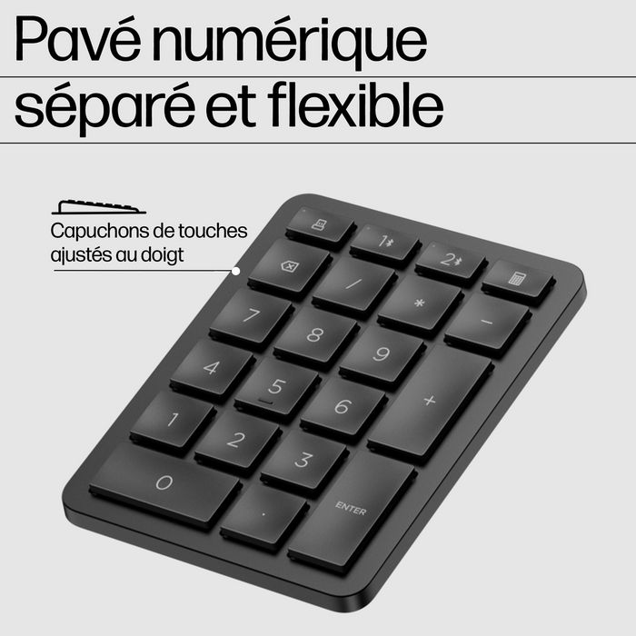 HP Clavier sans fil ergonomique 965 - Clavier modulaire avec pavé numérique séparé, 20 touches programmables, connexion Bluetooth et dongle unificateur