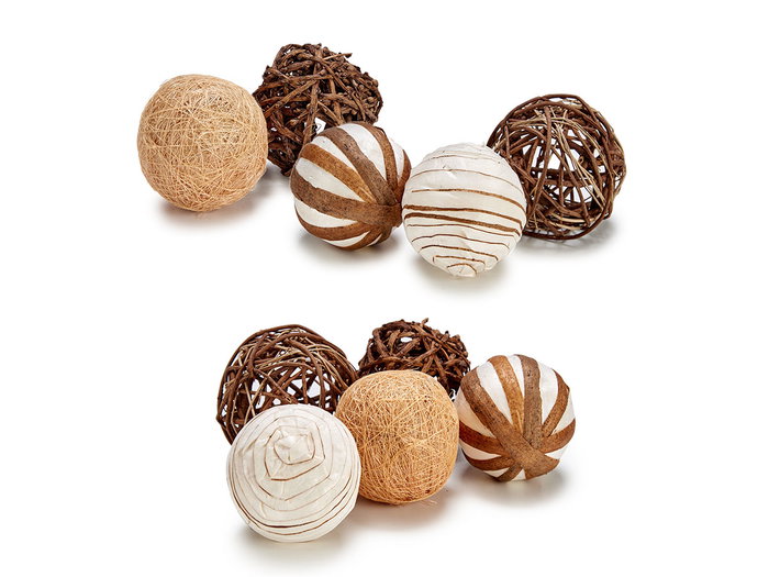 Giftdecor Lot de 5 Boules Naturelles Assorties 8x49x8 cm (Set de 24)